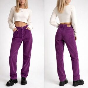 Vtg Y2K Levis Corduroy Pants Women 26x32 Purple High Rise Straight Leg Retro